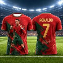 Specialus leidimas Ronaldo vasariniai 3D spausdinti vaikų futbolo marškinėliai, greitai džiūstantys ir pralaidūs orui, tinkami kasdieniam dėvėjimui. XXS red