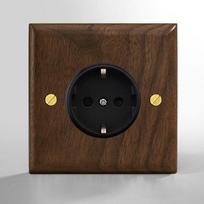 LangYeao Vintažinė juodojo riešuto masyvo medžio plokštė Žalvarinis jungiklis UK standarto 1/2/3/4 modulio 2 krypčių EU FR lizdas Paviršinis montavimas 86mm*86 mm&UK