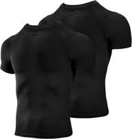 Men's Compression Shirts 2 Pack, Short Sleeve Athletic Compression Tops Cool Dry Workout T Shirt M juoda