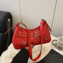 Trendy Cool And Spicy Girl Retro Motorcycle Underarm Bag For Women Casual Shopping Shoulder Bag Small Handbag 27x7x14cm