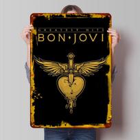 Bon Jovi Didžiausi Hitai Skardos Plakatas Individualus Sienų Menas Vintažiniai Retro Metalo Ženklai Dekoruoti Miegamojo Dekoracijos Vyro Urvas 20x30cm（7.8x11.8inch） black
