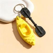 PLA Kayak Keychain 3D Shaped Cute Canoe Boat Pendant Decorative Trinket for Summer Beach Boating Enthusiasts Key Accessory A7 yellow
