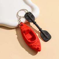 PLA Kayak Keychain 3D Shaped Cute Canoe Boat Pendant Decorative Trinket for Summer Beach Boating Enthusiasts Key Accessory A6 red