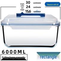 6L Stiklinis sandarus indas su dangčiu gatvės prekybos vietoms, šaldytuvo laikymui ir šviežumo išsaugojimui; Maistinė marinuojama dėžutė. 6L Large Capacity (6000ml) white