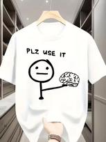 Funny Style PLZ USE IT Print T and kids tshirt Men Women Short Sleeve Funny Crew Neck Cotton Humor Daily Casual Tee 130 gray