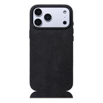 Alcantara Premium pilnos apsaugos telefono dėklas iPhone 18 Pro Max Natūrali oda Neslystantis Atsparus smūgiams Magnetinis Suderinamas iPhone 18 juoda