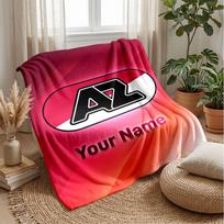 AZ Alkmaar Custom Name Text Flannel Blanket Soccer Logo Personalized Fleece Throw Blanket Special Gift For Sofa Bedroom Home 80cmx120cm red