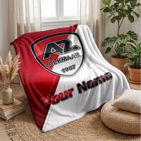 AZ Alkmaar Custom Name Text Flannel Blanket Soccer Logo Personalized Fleece Throw Blanket Special Gift For Sofa Bedroom Home 100cmx150cm