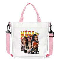 KATSEYE Official Print Canvas Tote Bag, Fashion Shoulder Handbag Shopping Bag, Large Capacity Eco-Friendly Durable Everyday Carry 601123-15 No. 2; 23x23*5cm