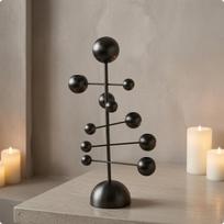 Metalinis geometrinis žvakidės skulptūra Modernus minimalistinis stalo dekoras Laisvai stovintis juoda