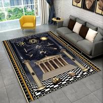 3D Masonų Masonų Iliuminatų Žiedas Plotinis Kilimas, Visą Matanti Akis Kilimas Svetainei Miegamajam Durų Kilimėlis Dekorui, Neslystantis Grindų Kilimėlis 160cm x 230cm