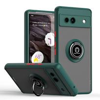 Armor Matte Case for Google Pixel 8 7A 7 6 Pro Cover Ring Magnetic Holder Stand Shockproof Business Full Protection For Pixel 7 Pro tamsiai žalia spalva