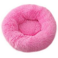 Apvalus pliušinis šuns gultas miegmaišis būda katė šuniukas sofa namelis augintiniams šiltos lovos pagalvė mažam šuniui XS 40cm rožinė