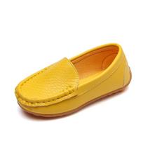 JGSHOWKITO vaikiški batai saldainių spalvos unisex berniukai mergaitėms minkšti mokasinai užsegami PU odos batai vaikams, dydis 21-38 mokasinai karšti 24 geltona