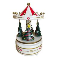 Carousel Music Box Turn Horse Shaped Music Box with 4 Xmas Tree Musical A black