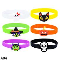 6-40Pcs Halloween Gifts Toys Slap Bracelet Witch Skeleton Pumpkin Ghost Key Chain Party Kid Hairpin Ring Birthday Favor Supplies yellow