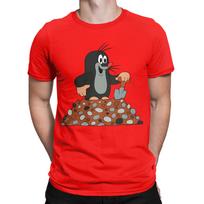 Juokingi Mažasis Kurmis Krtek Kasinėja Duobę Marškinėliai Vyrams Apvalia Kaklo Iškirpte 100% Medvilnės Marškinėliai Animacinis Trumpomis Rankovėmis T-shirt Spausdinti Drabužiai L brown