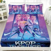 K-Pop Demonas Medžiotojai Anime Spausdinta Priglundanti paklodė 100% Poliesterio Patalynės Komplektas 2/3 Dalių Rinkinys Mielas Spausdintas Animacinis Su Pagalvės Užvalkalu 90x190x25cm
