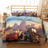 Patalynės komplektas, Animacinio automobilio antklodės užvalkalas, Berniukiški patalynės komplektai, Lininė dovana vaikams 135x200cm 2pcs gray