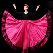 Moterų Ispaniško Paso Doble Flamenco Sijonas Lygus Didelio Sūpynės Nėriniai Dygsniavimas Karnavalo Šventės Salės Šokio Čigoniško Pilvo Šokio Kostiumai M