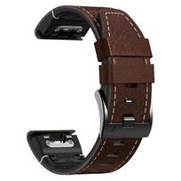 26mm 22mm greito tvirtinimo dirželis Garmin Fenix 8 E 7 7X 6X 6 5X 5 Epix Pro Gen 2 47mm 51mm Enduro 3 2027 laikrodžiams, silikoninis odinis juostelė Quickfit 22mm kava
