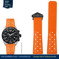 Kvėpuojantis silikoninis dirželis 22mm TAG Heuer FORMULA 1 racing Carrera Race MONACO laikrodžiui guminis dirželis 22mm Vyriški laikrodžio priedai 22mm orange