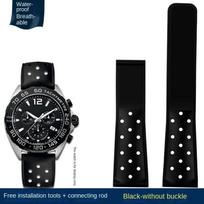 Kvėpuojantis silikoninis dirželis 22mm TAG Heuer FORMULA 1 racing Carrera Race MONACO laikrodžiui guminis dirželis 22mm Vyriški laikrodžio priedai 22mm black