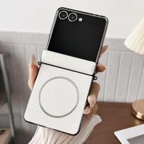 For Samsung Galaxy Z Flip 7 Leather Magnetic Case For Magsafe Hinge Protection Shockproof Wireless Charging Cover For Z Flip7 Galaxy Z Flip7 black