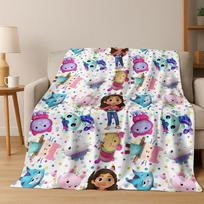2026 New Cartoon Gabbys Dollhouse Girl Gift Flannel Blanket,Warm and Cozy Soft Throw Blanket for Home Bedroom Bed Sofa Cover Kid 75x90cm