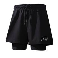 Swimming trunks anti-embarrassment new quick-drying large-size flat-angle swimsuit hot spring beach pants men's and women's swimming trunks 2xl【 67.5-77.5kg 】