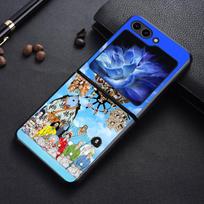 Anime One P-Pieces Luffy dėklas Samsung Galaxy Flip7 FE Flip3 Flip6 Flip4 Z Flip 7 6 5 4 3 Flip5 nugarėlės telefono dangtelis Funda Galaxy Z Flip7 blue