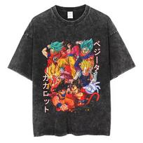 Son Goku Dragon Ball Vintažinis Vintažinis Harajuku Skalbtas Marškinėliai Medvilniniai Vyriški Gatvės Drabužiai Oversized Moteriški Trumpomis Rankovėmis 3XL black
