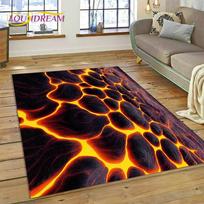 3D Volcano Lava Magma kiliminis kilimėlis miegamojo svetainei namų sofos dekoravimui, vaikų žaidimo didelio dekoro grindų kilimėlis neslidžia dovana 40x60cm( 15x23in )