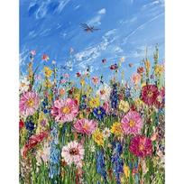 CHENISTORY Dažymas skaičiais Gėlių rėmelis Dažymas skaičiais Peizažas ant drobės Pasidaryk pats namų dekoravimas Pasidaryk pats dovana 20x30cm no frame blue
