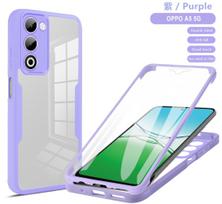 Viso kūno apsaugos smūgiams atsparus dėklas, skirtas OPPO A5 5G 2025, apsauginis dangtelis, ekrano apsauga, Fundas Coque Capa OPPO A5 5G violetinė