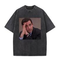 Skalbtas kalinio Mike'o Michaelo Scotto homage The Office spaudinys T-shirt TV serialas Dwightas Schrute'as Jimas Halpertas T-shirt'ai Unisex T-shirt'ai L gray