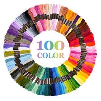 Embroidery Floss Thread Set 100 Strands 6-Strand 8-Meter Length Cotton Craft Thread for DIY Hand Sewing Cross Stitch and Needlework One Size black