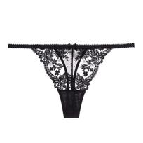 Women's French Floral Fishbone Lace Thong: Thin Straps, Luxurious Mesh, Sexy Embroidery M gray