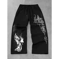 Gotikinis Punk Vintažinis Streetwear Moteriškos Vyriškos Kryžius Tiesios Ilgos Kelnės Plačios Kojos Džogeriai Laisvos Ruduo Žiema 3XL gray