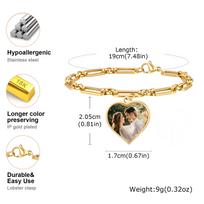 Personalized Picture Photo Bracelets for Women, Custom Locket Charm Chain Bracelet, Inspirational Memorial Christmas Gift beige