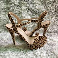 Moterims Atvirais Pirštais Basutės Stiletto Seksualūs Aukštakulniai Prabangūs Klubui 14cm Elegantiški Platforminiai Aukštakulniai 43 leopardo rašto spalva