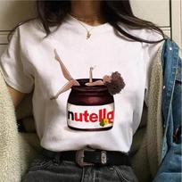 Moterims Naujas Mados Nutella Linksmas Spausdintas Marškinėlis Harajuku Unisex Mielas Animacinis Korėjietiškas Marškinėlis Unisex Drabužiai Estetiški Drabužiai 2XL white