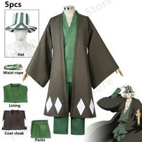 Anime Urahara Kisuke Cosplay Kostiumas Pilnas Rinkinys Su Skrybėle Ir Klumpėmis, Japoniška Kimono Chalato Apranga Helovynui Comic‑Con Clogs 28cm black