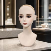 Mannequin Head Bust Realistic with Shoulders Long-Lasting gray