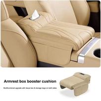 Car Center Console Armrest Cushion Thicken Arm Rest Box Pad Side Extension Cushion With Tissue Box A3 beige