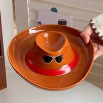 with Divided Sushi Plate Unique Split Plate Cowboy Hat Ceramic Tray  Hot Pot Side Dish ruda