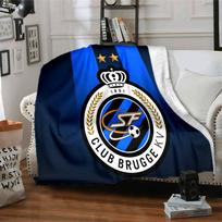 Club Brugge FC emblemos flanelinis pledas, minkštas poliesteris, modernus dizainas, visų sezonų, skirtas stovyklavimui, kelionėms, dovanoms šventėms ar gimtadieniams 75x90cm