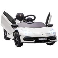 Electric Kids Car, Licensed Lamborghini Aventador, Wing Doors, Music, Horn, for 3-5 Years, White 107.5 x 63 x 42 cm balta