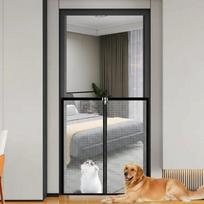 Katės ekrano durys, tvirtinimo tinklelis augintiniams, lengvas montavimas, įrankių nereikia Balta+Balta Black+White Mesh 80x80cm gray