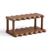 Medinis puodelių laikiklis, daugiaaukštis organizatorius, stalviršio laikymo lentyna, kavos kampelio ekspozicija, riešuto spalvos, 2 aukštų Walnut 2-Tier 40cm